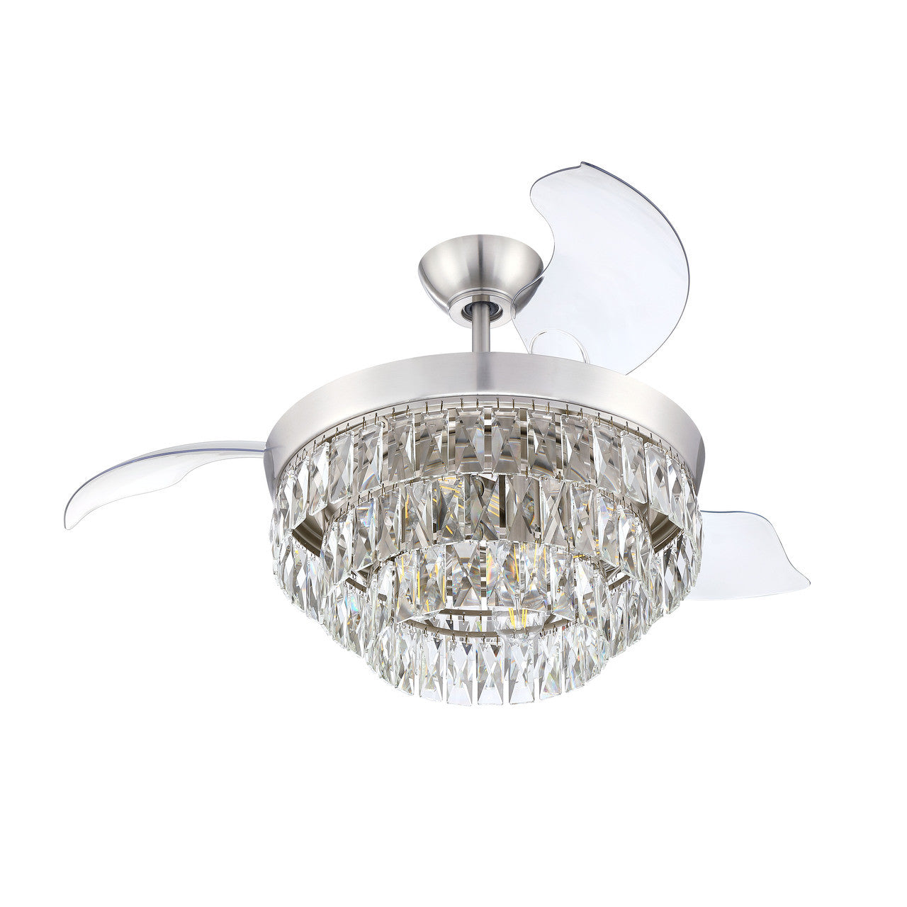 42" Sofia in Brushed Polished Nickel w/ Clear Acrylic Blades