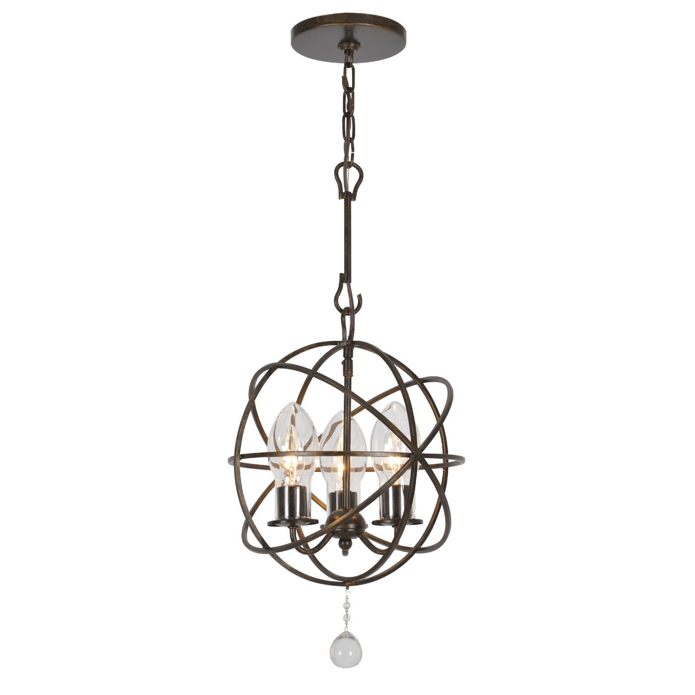 Crystorama Solaris 3 Light English Bronze Sphere Outdoor Pendant