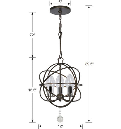 Solaris 3 Light English Bronze Sphere Outdoor Pendant