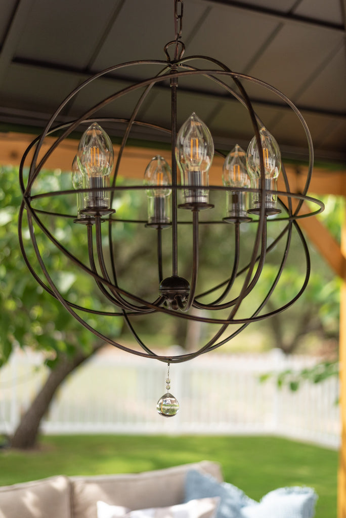 Solaris 6 Light English Bronze Sphere Outdoor Pendant