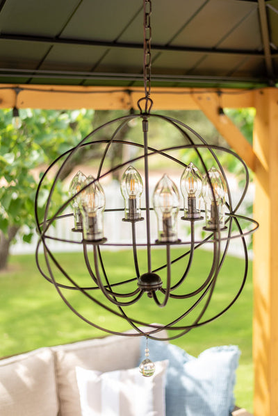 Solaris 6 Light English Bronze Sphere Outdoor Pendant