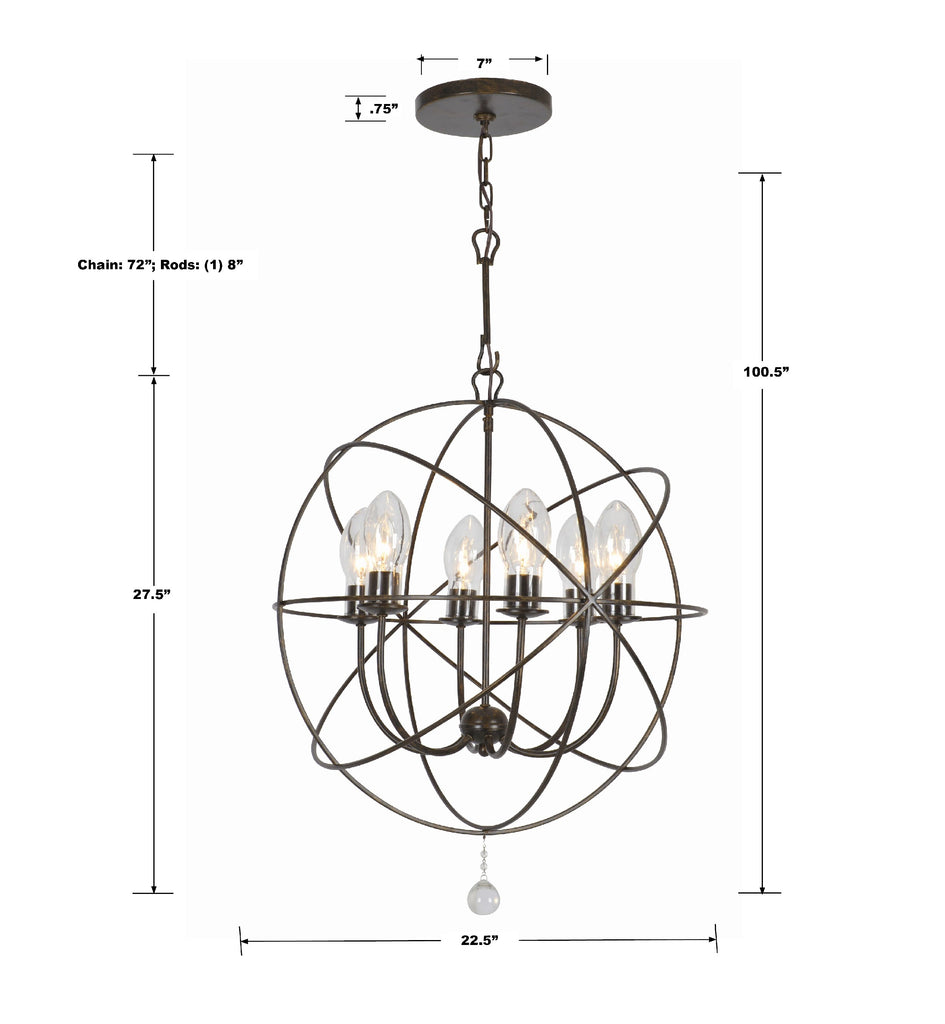 Solaris 6 Light English Bronze Sphere Outdoor Pendant