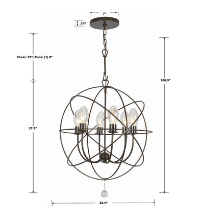 Solaris 6 Light English Bronze Sphere Outdoor Pendant