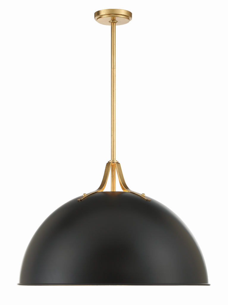 Soto 3 Light Matte Black + Antique Gold Chandelier Chandelier Crystorama