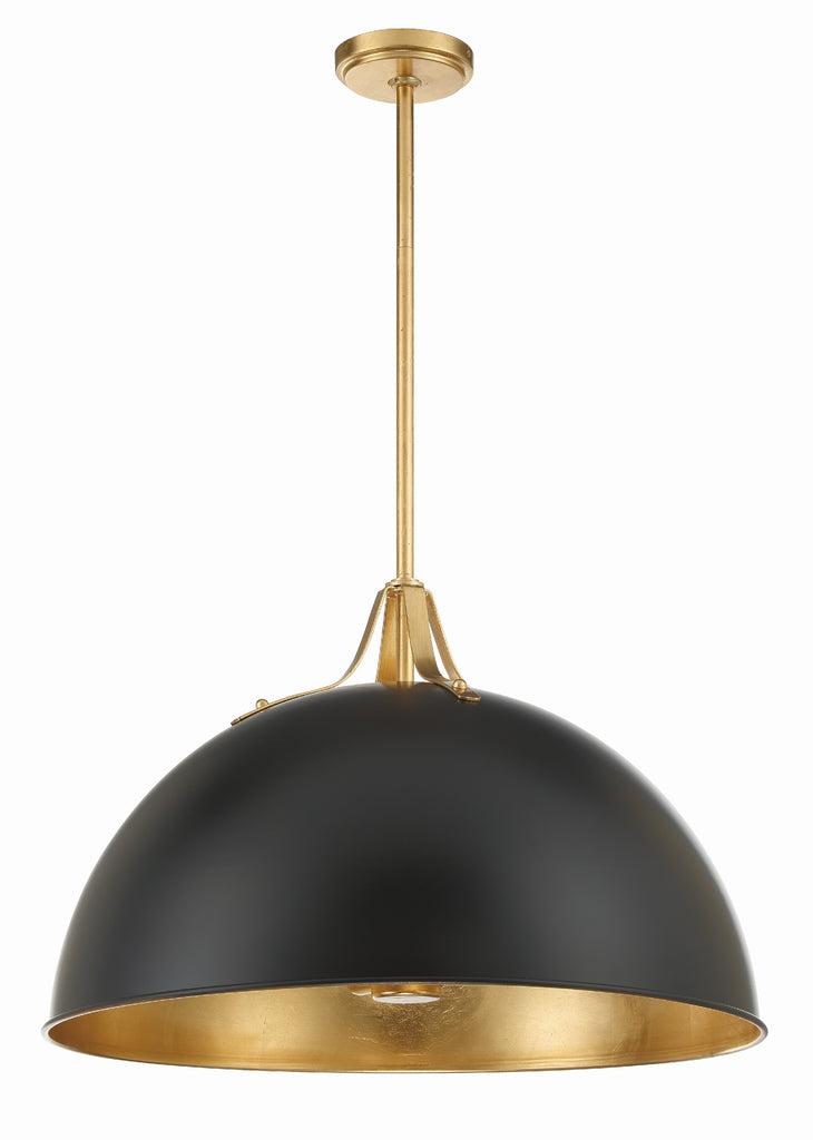 Soto 3 Light Matte Black + Antique Gold Chandelier Chandelier Crystorama