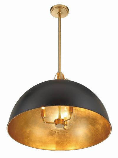 Soto 3 Light Matte Black + Antique Gold Chandelier Chandelier Crystorama