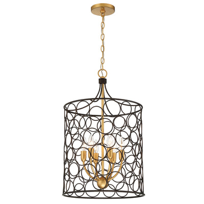 Stemmons 6 Light Bronze + Antique Gold Mini Chandelier Chandelier Crystorama