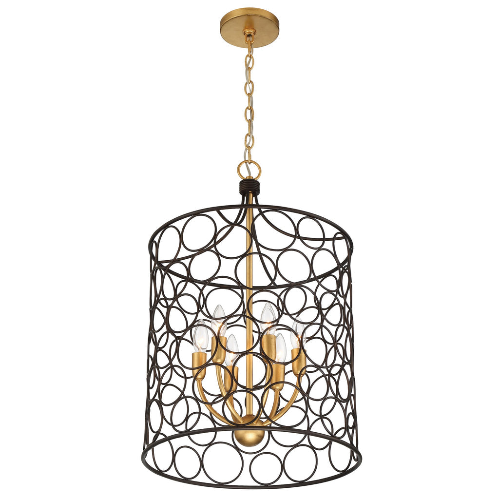 Stemmons 6 Light Bronze + Antique Gold Mini Chandelier Chandelier Crystorama