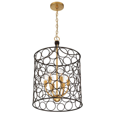 Stemmons 6 Light Bronze + Antique Gold Mini Chandelier Chandelier Crystorama