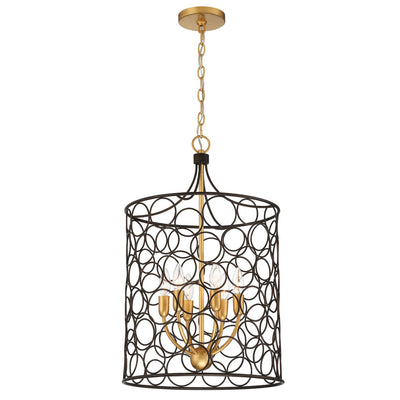 Stemmons 6 Light Bronze + Antique Gold Mini Chandelier Chandelier Crystorama