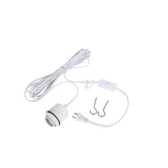 Swag Hardware Kit 15' White Cord w/Socket in White Pendant Craftmade