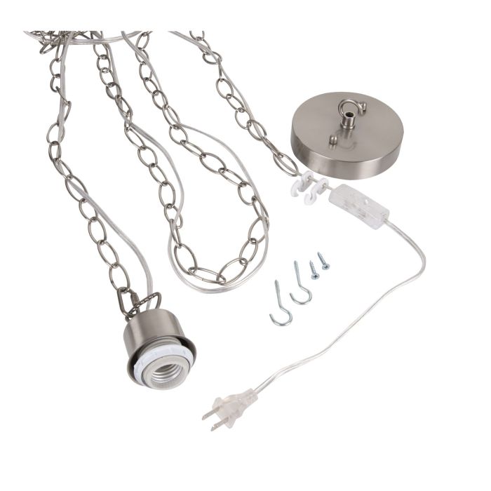 Swag Hardware Kit 15' Silver Cord w/Socket, Chain and Canopy in Brushed Polished Nickel Pendant Craftmade