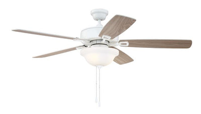 52" Twist N Click in White w/ White/Washed Oak Blades Ceiling Fan CRAFTMADE