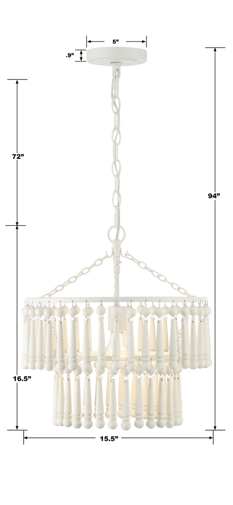 Tiana 1 Light Matte White Pendant Pendant Crystorama