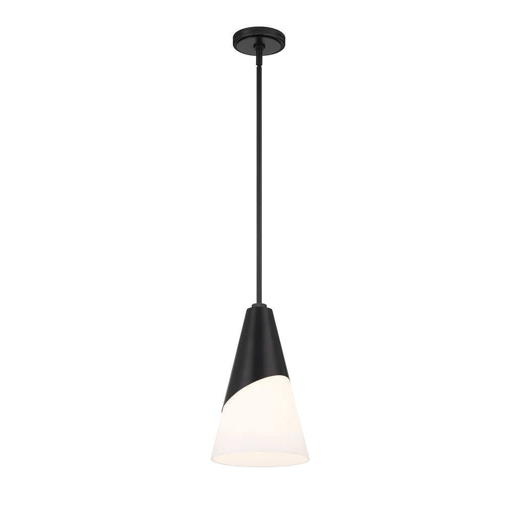 Brian Patrick Flynn Tori 1 Light Matte Black Pendant Pendant Crystorama