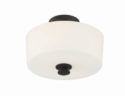 Travis 2 Light Black Forged Semi Flush Mount Semi Flush Crystorama