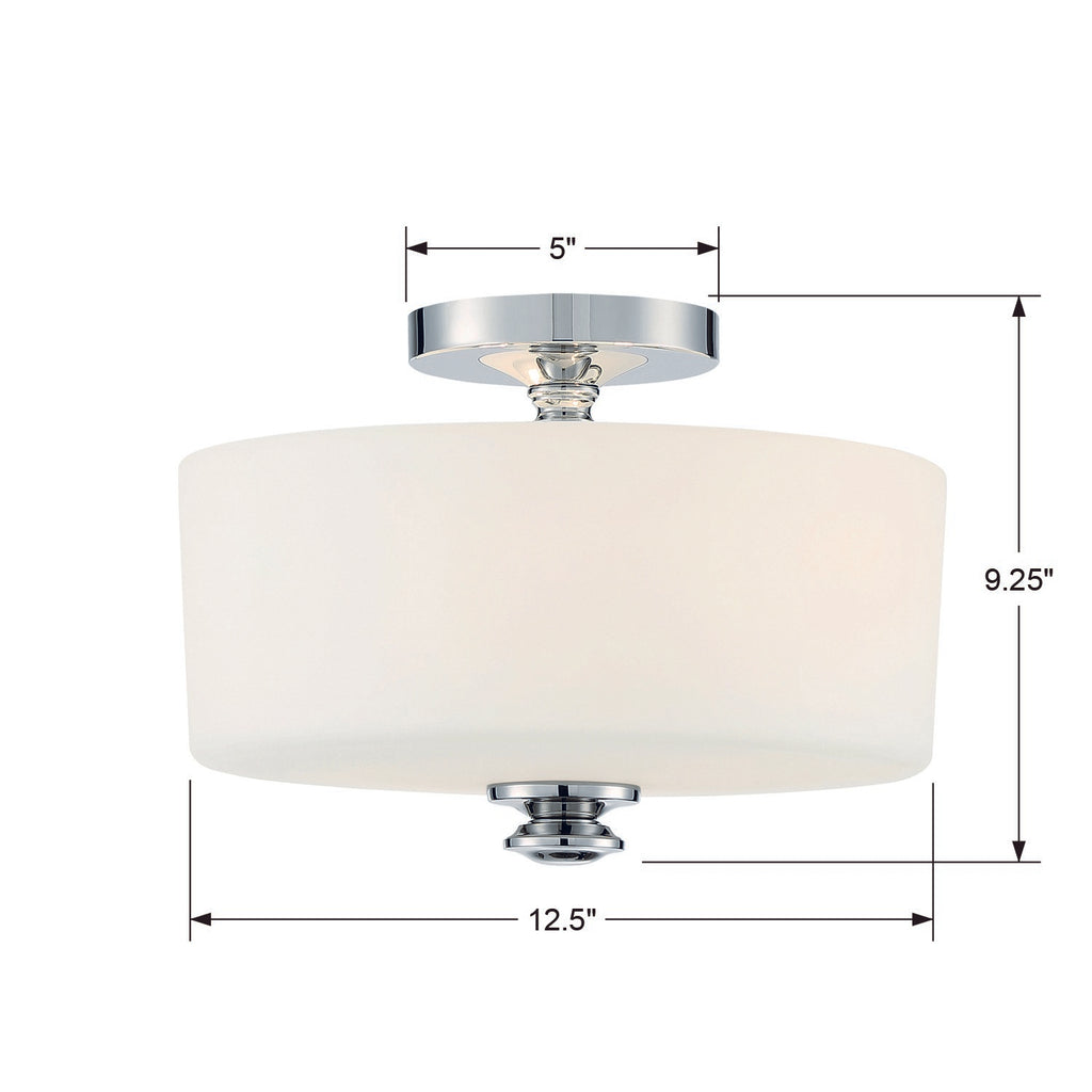 Travis 2 Light Polished Nickel Semi Flush Mount Semi Flush Crystorama