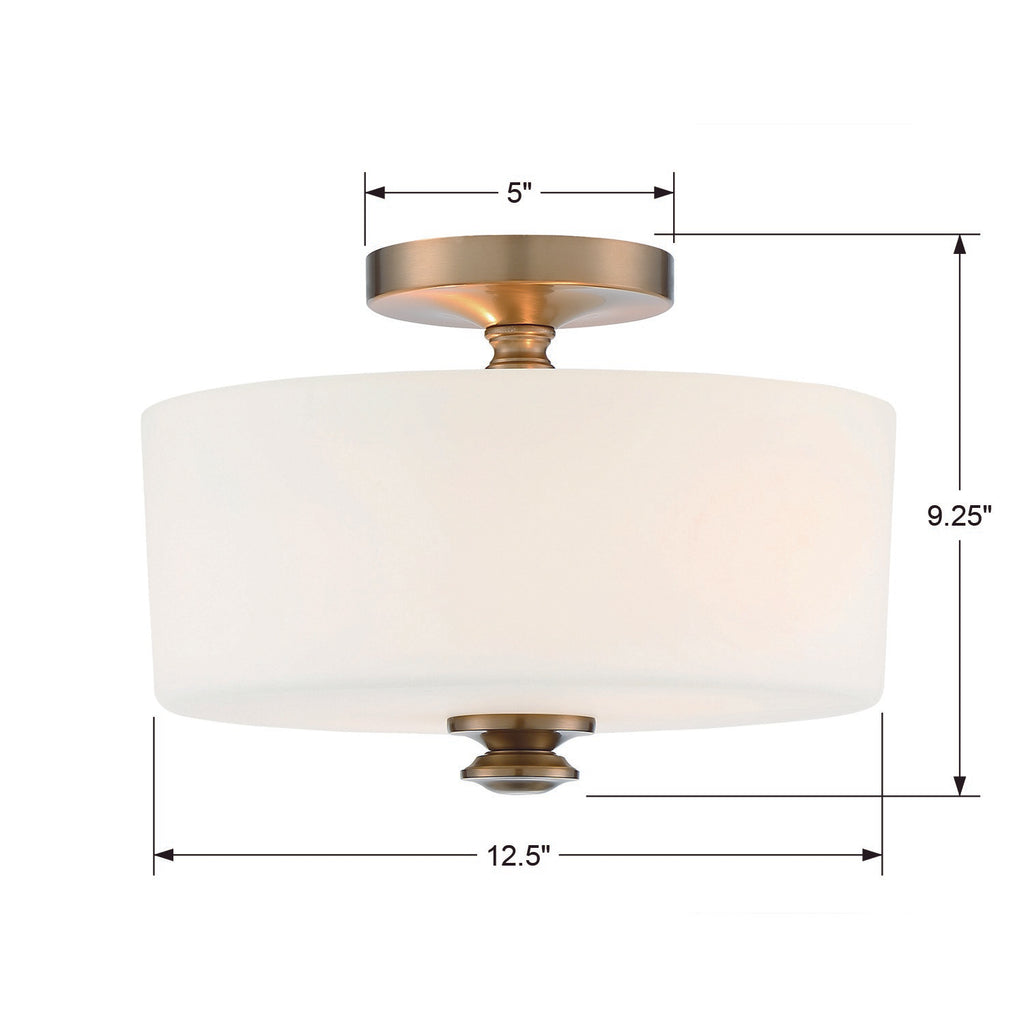 Travis 2 Light Vibrant Gold Semi Flush Mount Semi Flush Crystorama