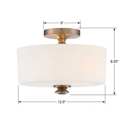 Travis 2 Light Vibrant Gold Semi Flush Mount Semi Flush Crystorama