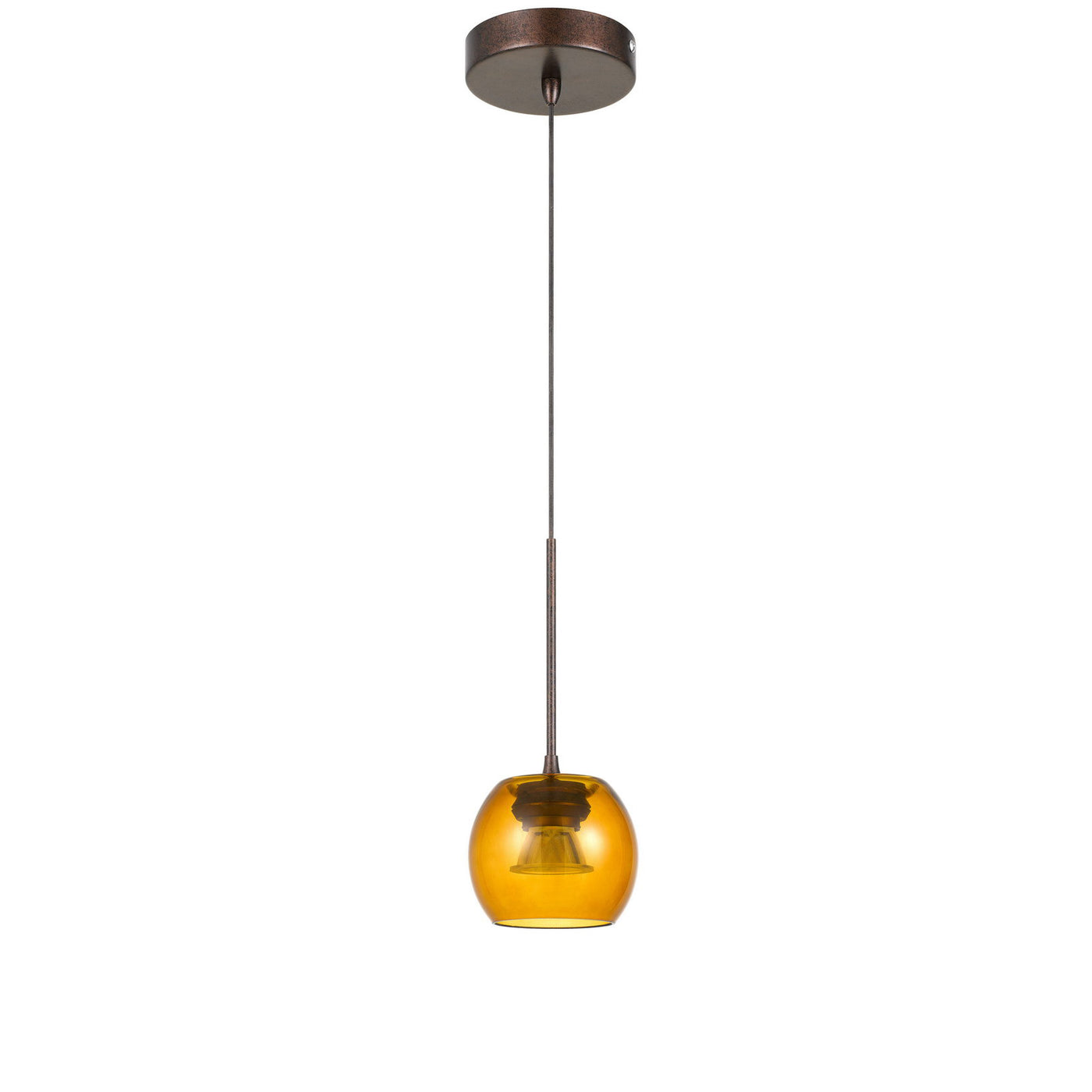 ITHACA 3000K, 8W, 700 LUMEN, 90 CRI DIMMABLE LED GLASS MINI PENDANT WITH AMBER GLASS Pendant Cal Lighting