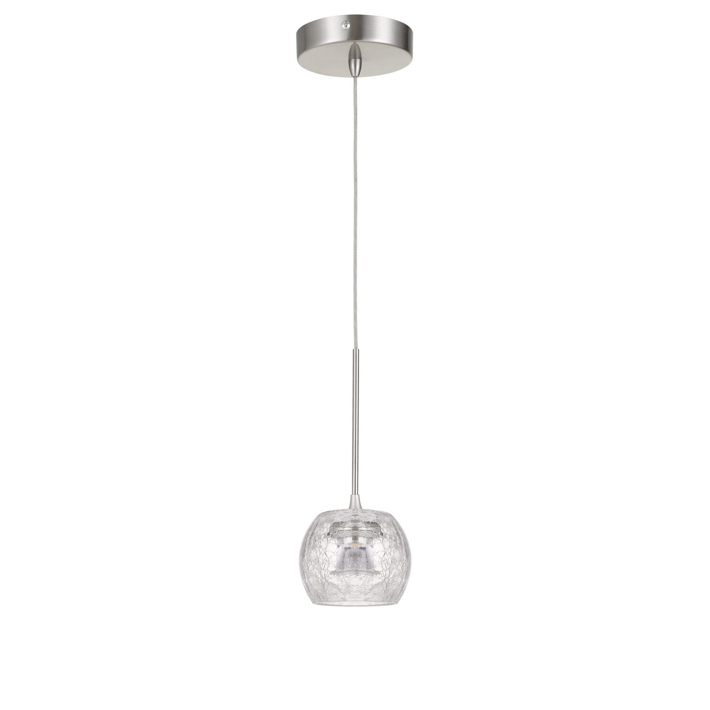 ITHACA 3000K, 8W, 700 LUMEN, 90 CRI DIMMABLE LED GLASS MINI PENDANT WITH CLEAR CRACKLE GLASS Pendant Cal Lighting