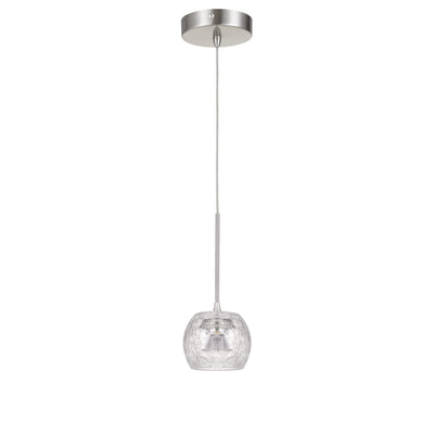 ITHACA 3000K, 8W, 700 LUMEN, 90 CRI DIMMABLE LED GLASS MINI PENDANT WITH CLEAR CRACKLE GLASS Pendant Cal Lighting