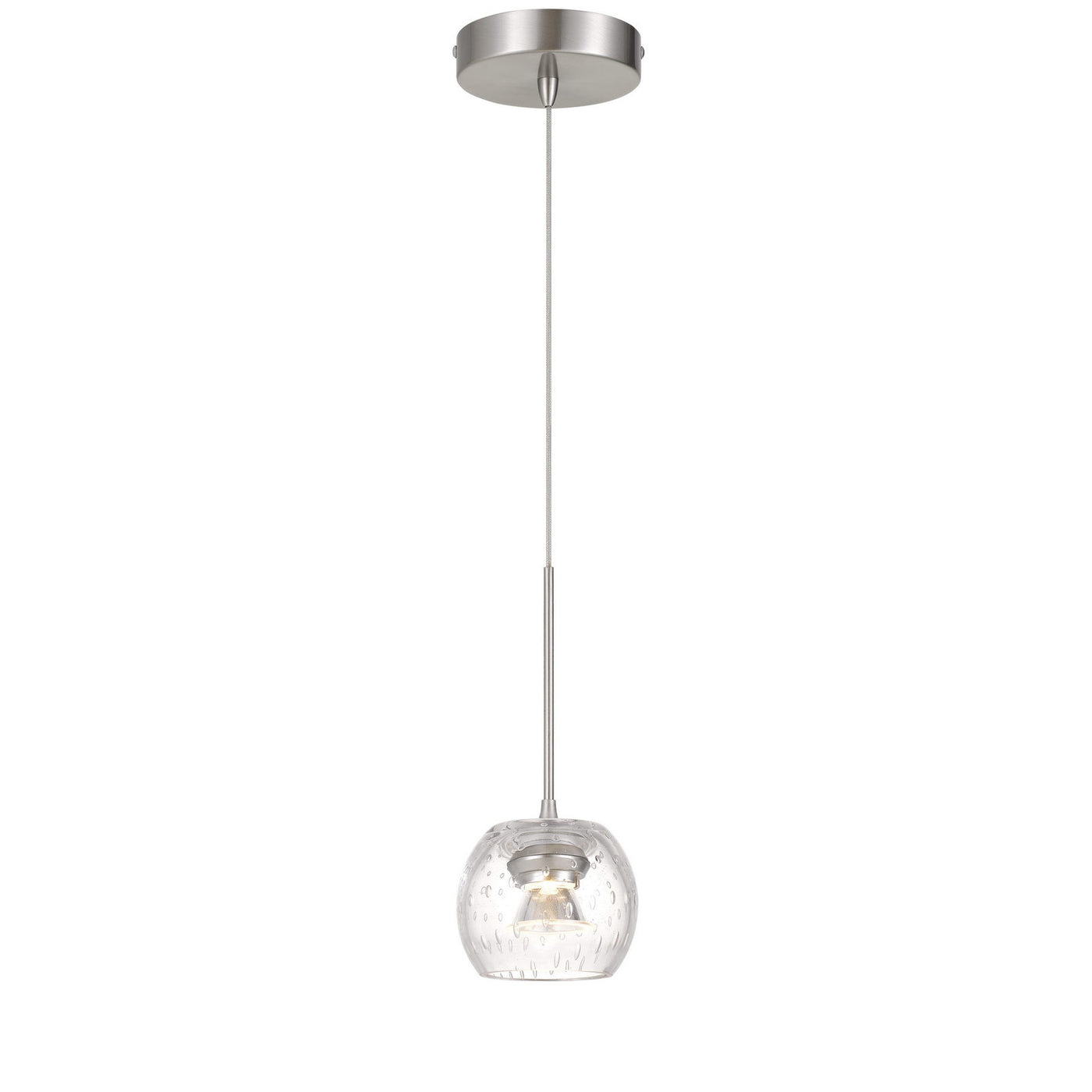 ITHACA 3000K, 8W, 700 LUMEN, 90 CRI DIMMABLE LED GLASS MINI PENDANT WITH CLEAR BULBBED GLASS Pendant Cal Lighting