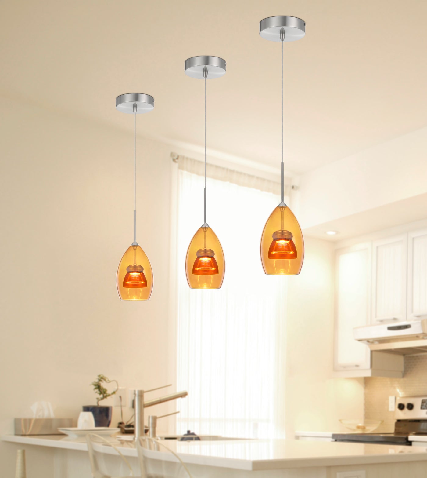 INTEGRATED DIMMABLE LED GLASS MINI PENDANT LIGHT. 6W, 450 LUMEN, 3000K Pendant Cal Lighting