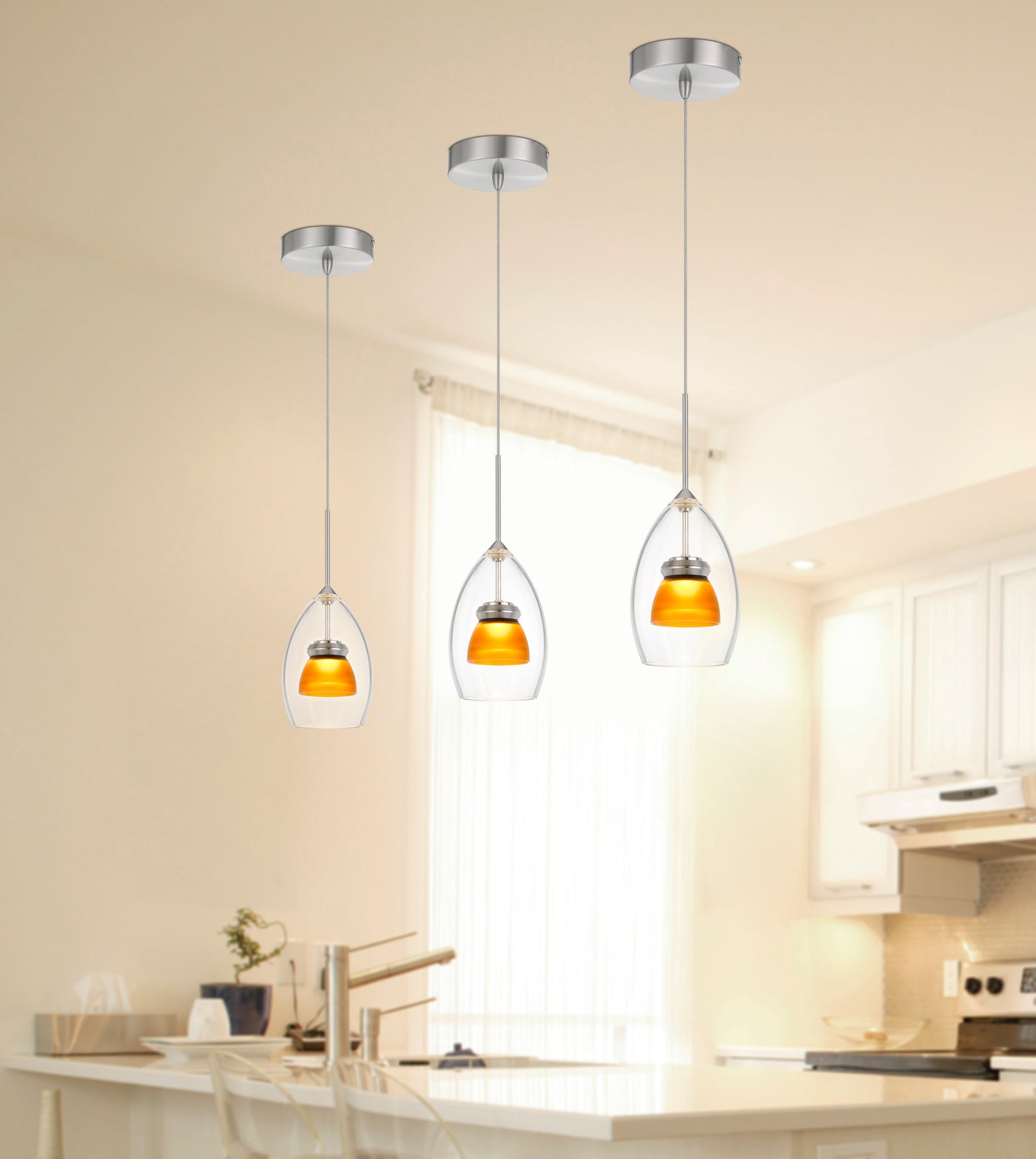 INTEGRATED DIMMABLE LED GLASS MINI PENDANT LIGHT. 6W, 450 LUMEN, 3000K Pendant Cal Lighting