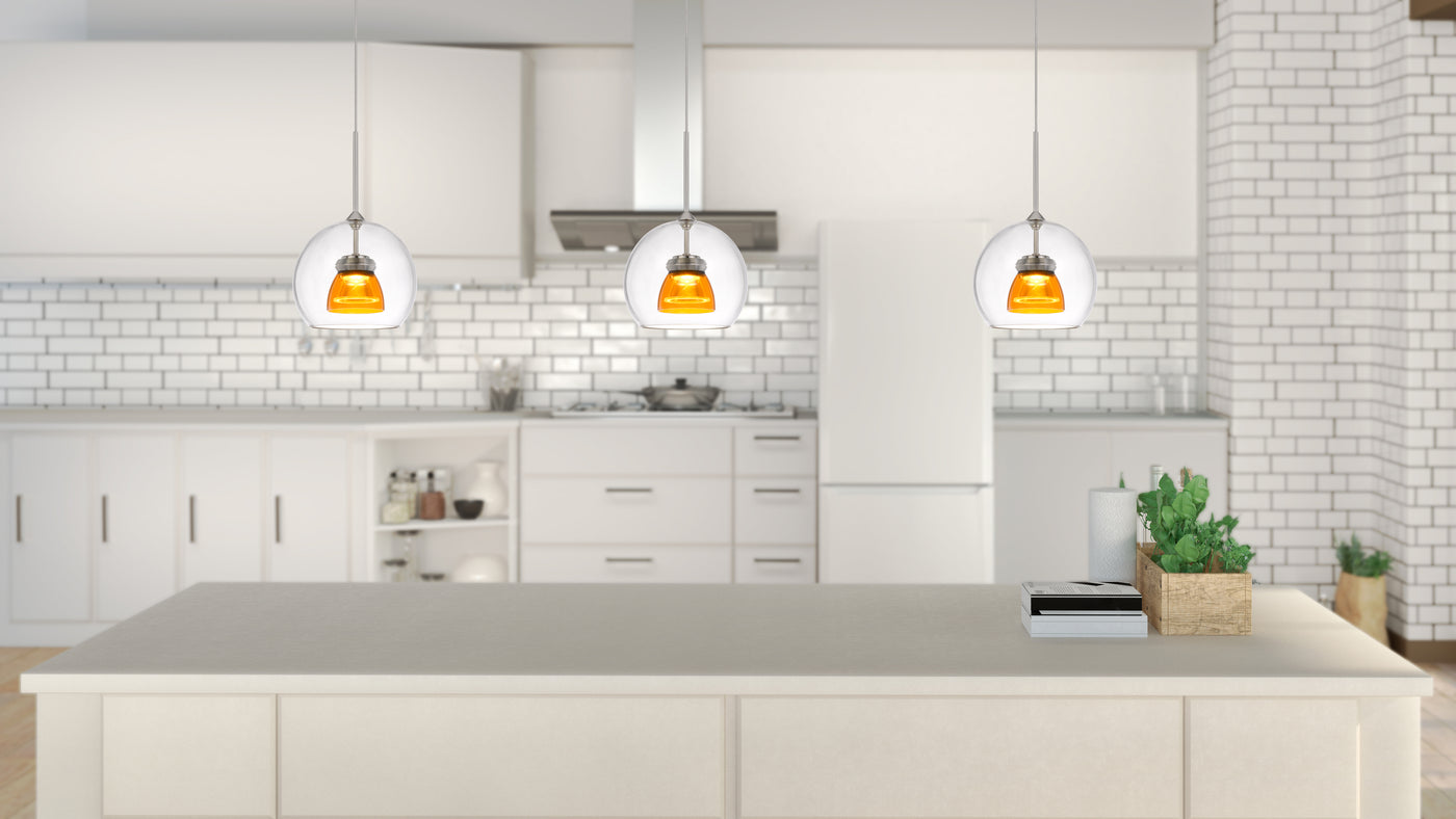 INTEGRATED DIMMABLE LED GLASS MINI PENDANT LIGHT. 6W, 450 LUMEN, 3000K Pendant Cal Lighting