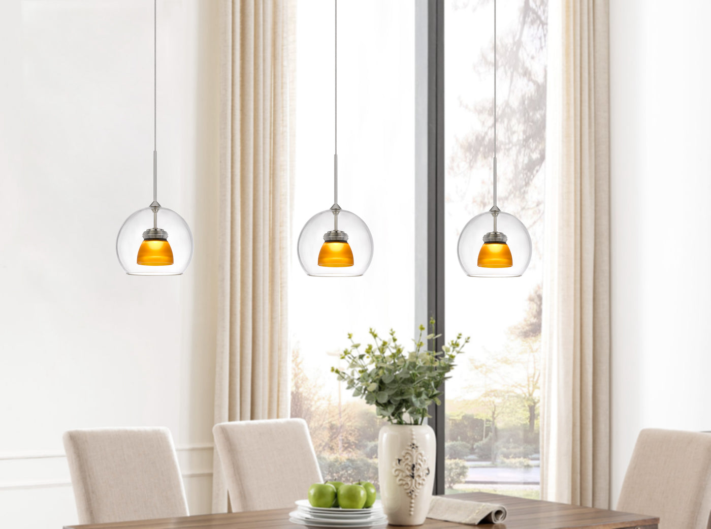 INTEGRATED DIMMABLE LED GLASS MINI PENDANT LIGHT. 6W, 450 LUMEN, 3000K Pendant Cal Lighting