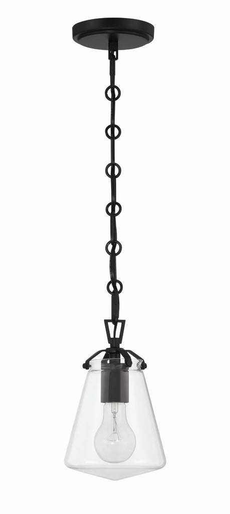 Voss 1 Light Matte Black Mini Pendant Pendant Crystorama