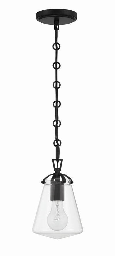 Voss 1 Light Matte Black Mini Pendant Pendant Crystorama