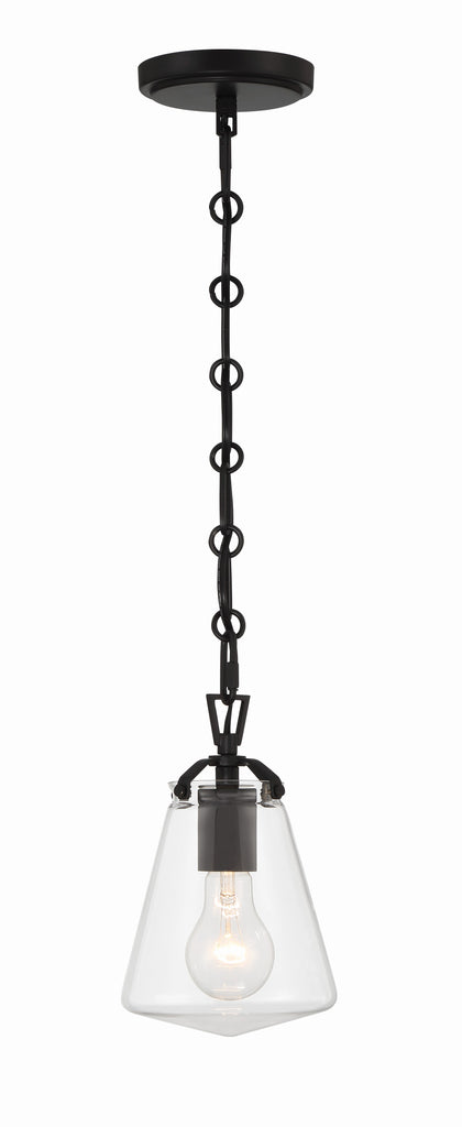 Voss 1 Light Matte Black Mini Pendant Pendant Crystorama