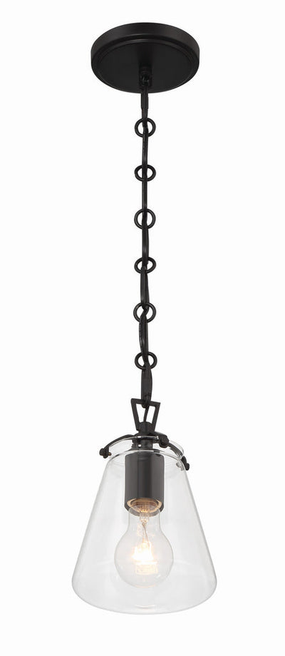 Voss 1 Light Matte Black Mini Pendant Pendant Crystorama