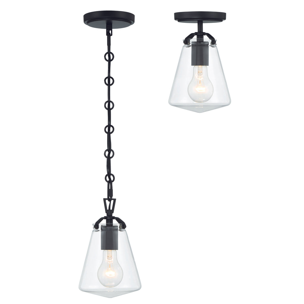 Voss 1 Light Matte Black Mini Pendant Pendant Crystorama