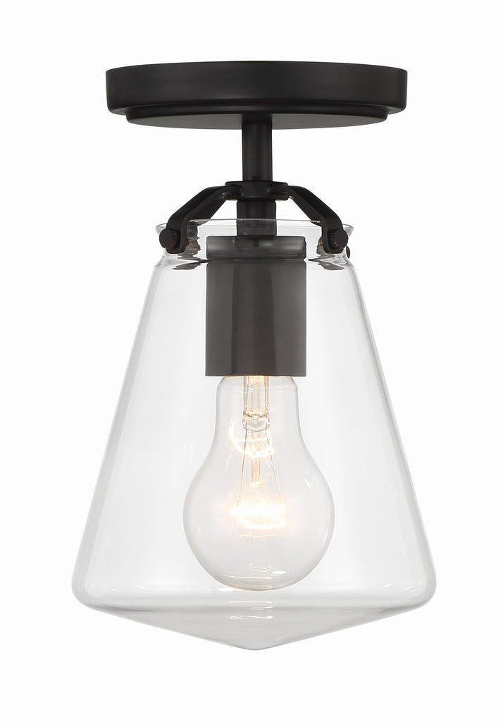 Voss 1 Light Matte Black Semi Flush Mount Semi Flush Crystorama