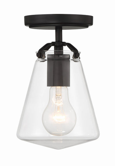 Voss 1 Light Matte Black Semi Flush Mount Semi Flush Crystorama