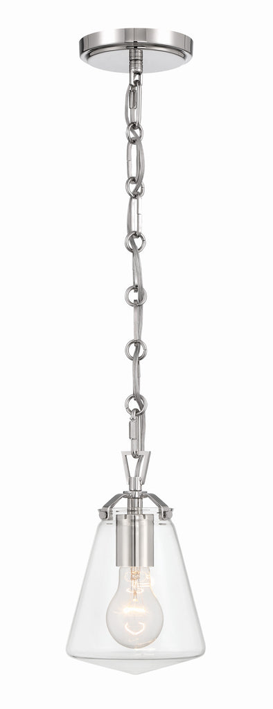 Voss 1 Light Polished Nickel Mini Pendant Pendant Crystorama