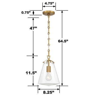 Voss 1 Light Luxe Gold Mini Pendant Pendant Crystorama