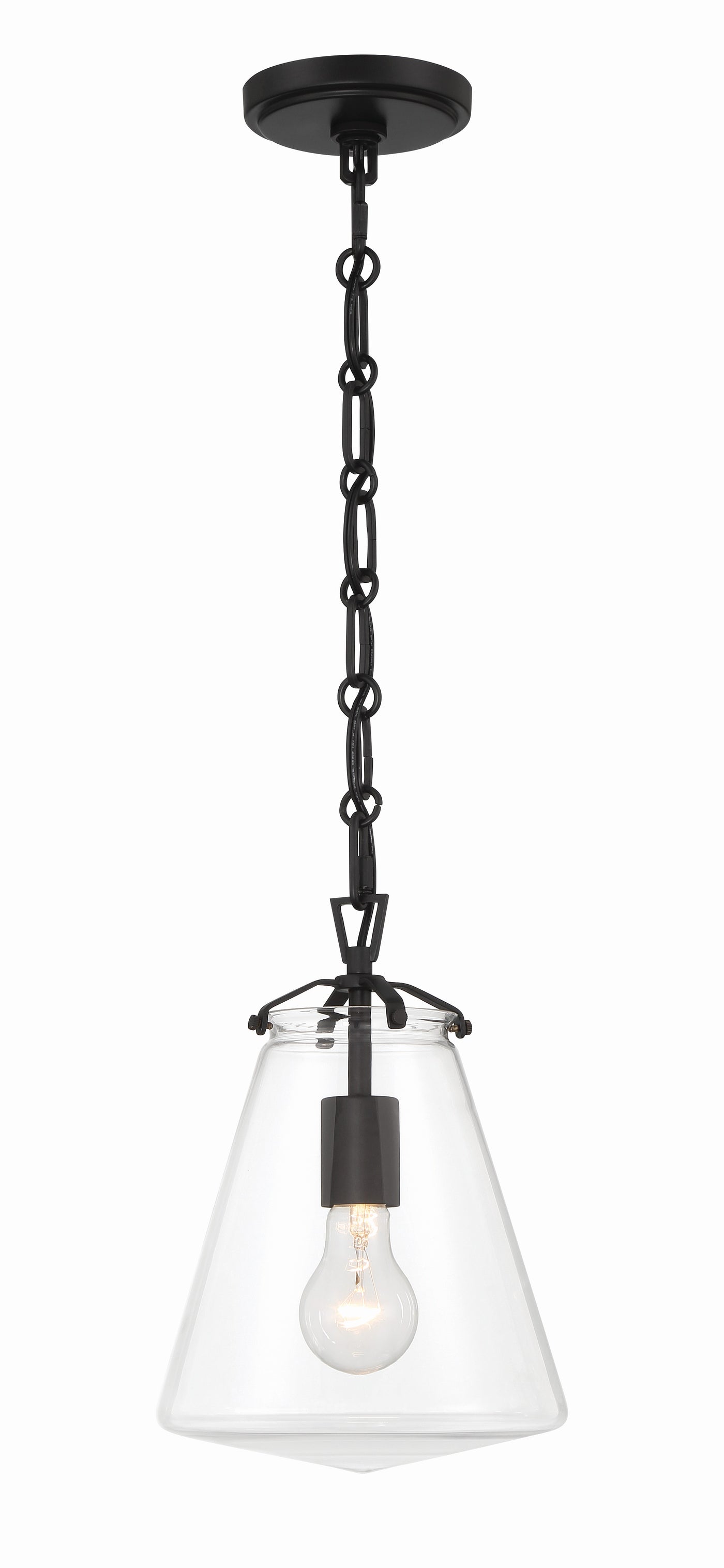 Voss 1 Light Matte Black Mini Pendant Pendant Crystorama