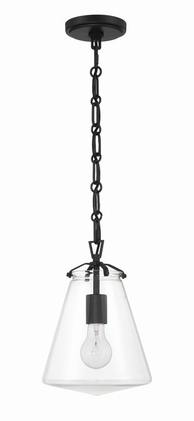 Voss 1 Light Matte Black Mini Pendant Pendant Crystorama