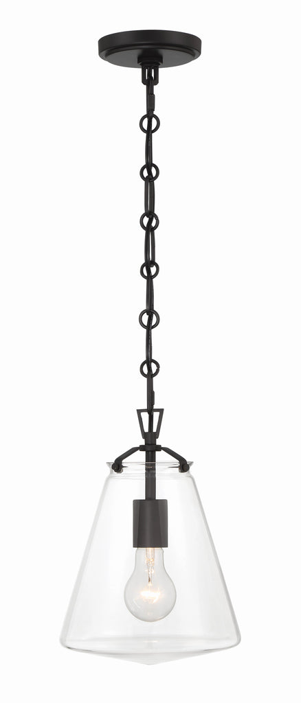 Voss 1 Light Matte Black Mini Pendant Pendant Crystorama