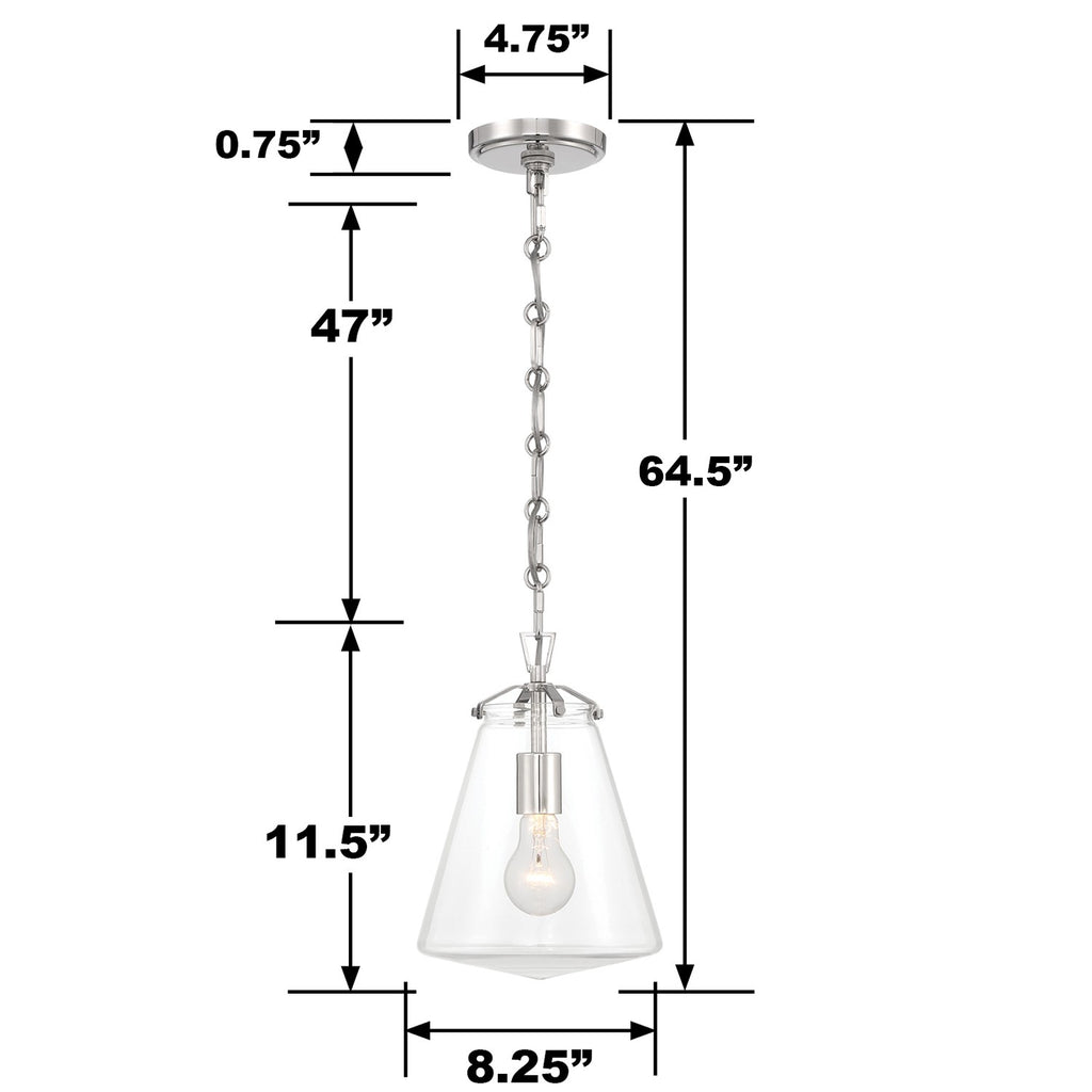 Voss 1 Light Polished Nickel Mini Pendant Pendant Crystorama