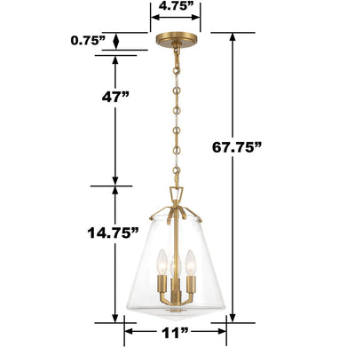 Voss 3 Light Luxe Gold Mini Chandelier Chandelier Crystorama