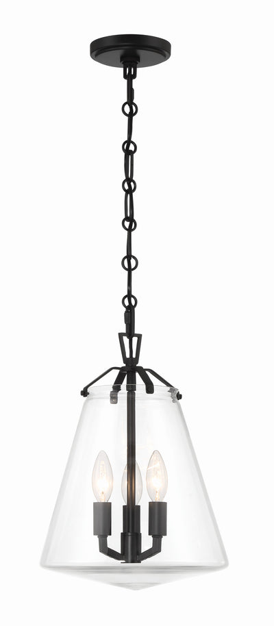 Voss 3 Light Matte Black Mini Chandelier Chandelier Crystorama