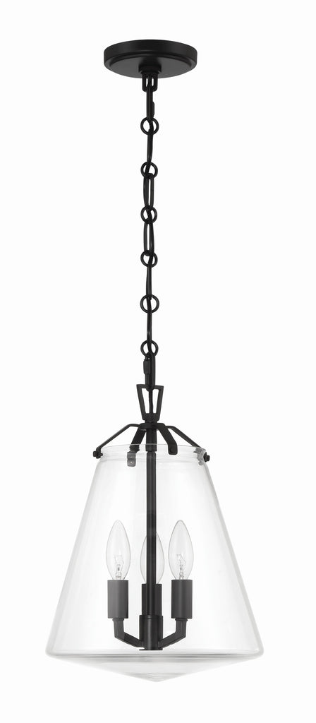 Voss 3 Light Matte Black Mini Chandelier Chandelier Crystorama