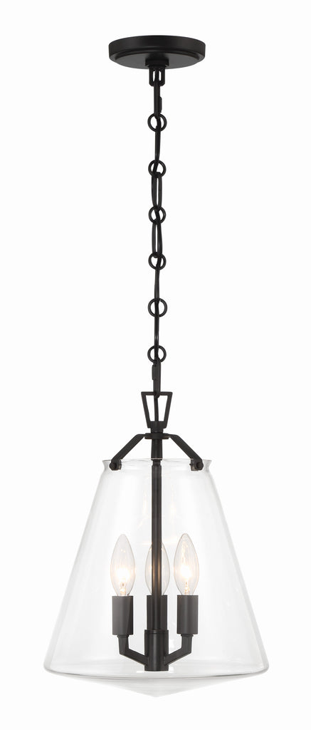 Voss 3 Light Matte Black Mini Chandelier Chandelier Crystorama