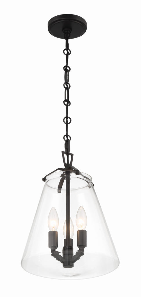 Voss 3 Light Matte Black Mini Chandelier Chandelier Crystorama