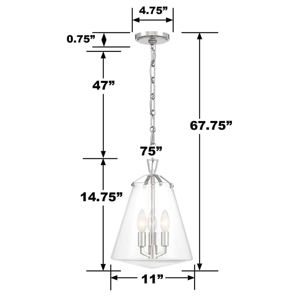 Voss 3 Light Polished Nickel Mini Chandelier Chandelier Crystorama